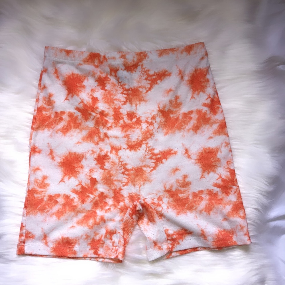 Tie Dye Orange Bike Shorts
